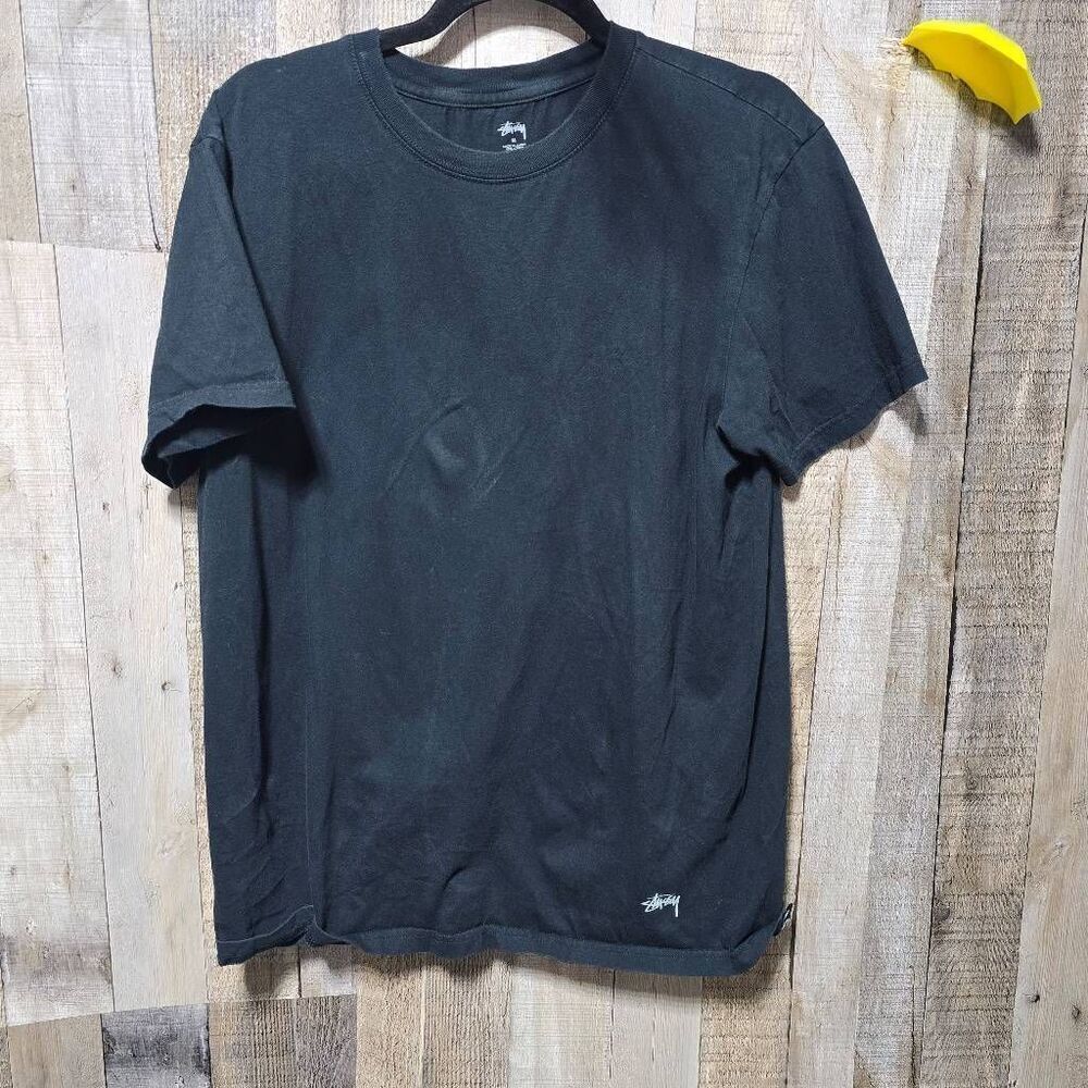 Stussy Black Basic Crewneck Tee Medium Streetwear Minimalist Skater Everyday